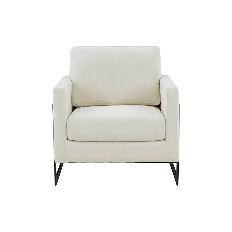 Contemporary Cream & Black Fabric Accent Chair