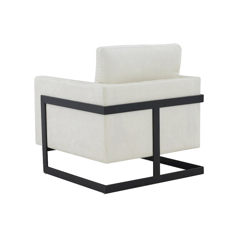 Contemporary Cream & Black Fabric Accent Chair
