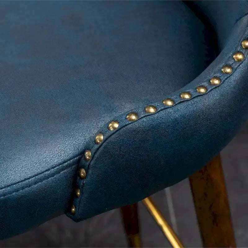 Mid-Century Modern Faux Leather Tufted Nailhead Barstool Set of 2