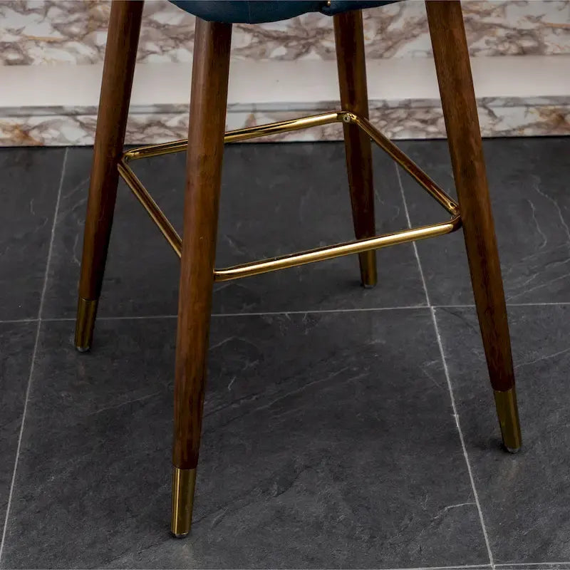 Mid-Century Modern Faux Leather Tufted Nailhead Barstool Set of 2