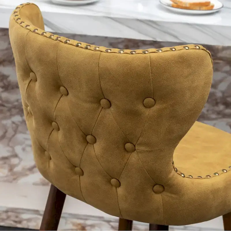 Mid-Century Modern Faux Leather Tufted Nailhead Barstool Set of 2