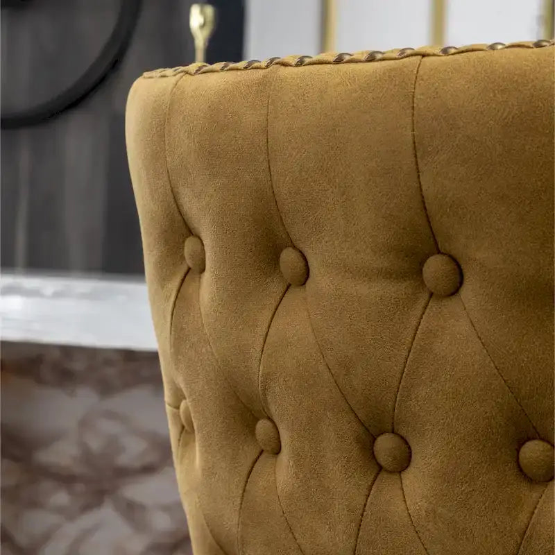 Mid-Century Modern Faux Leather Tufted Nailhead Barstool Set of 2