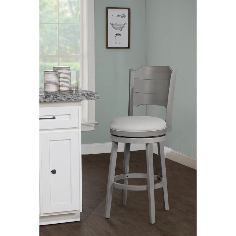 Modern Farmhouse Distressed Gray Swivel Bar Stool