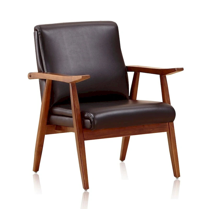 Mid-Century Modern Faux Leather Accent Chair