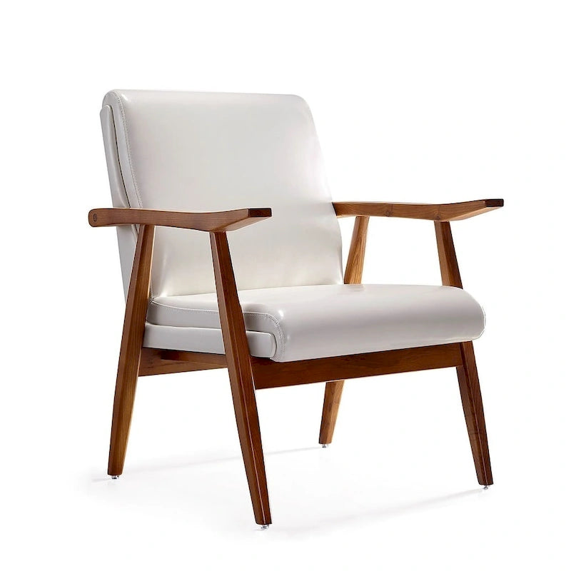 Mid-Century Modern Faux Leather Accent Chair