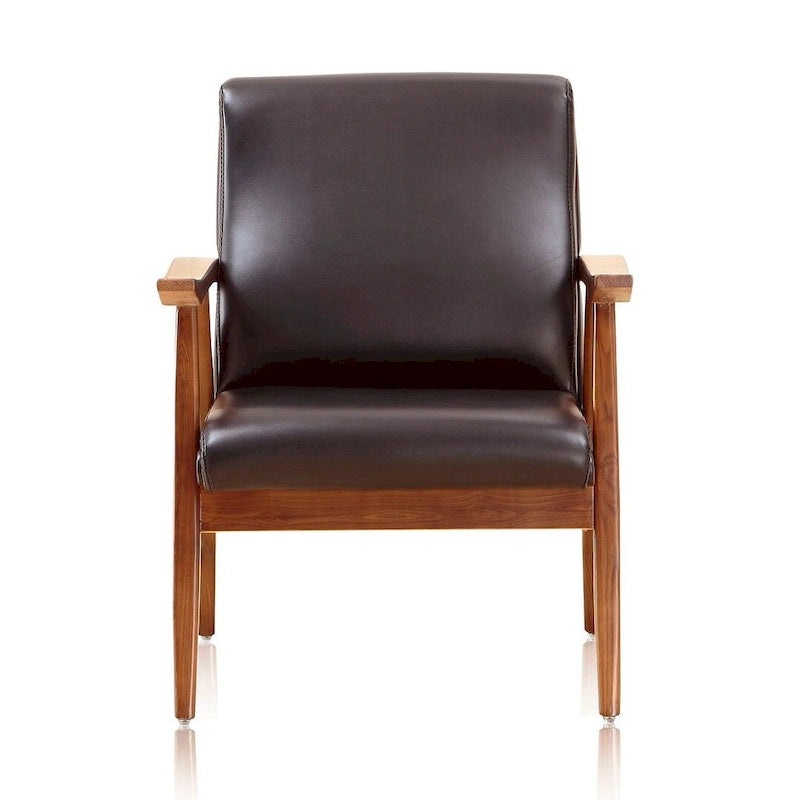 Mid-Century Modern Faux Leather Accent Chair