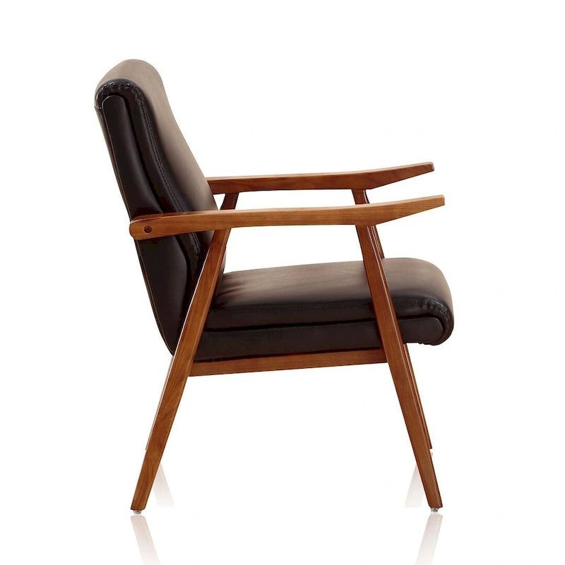 Mid-Century Modern Faux Leather Accent Chair