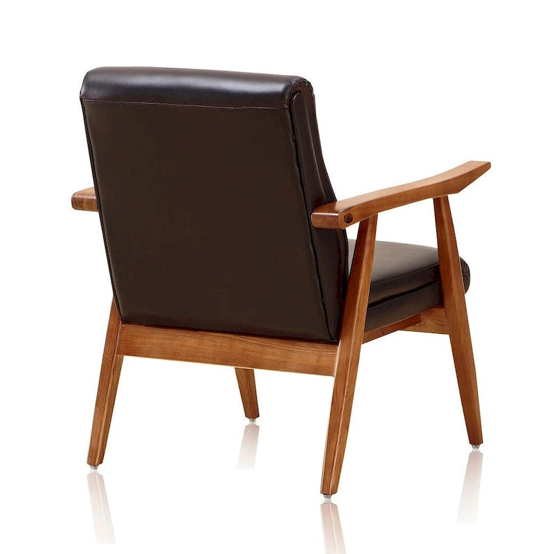 Mid-Century Modern Faux Leather Accent Chair