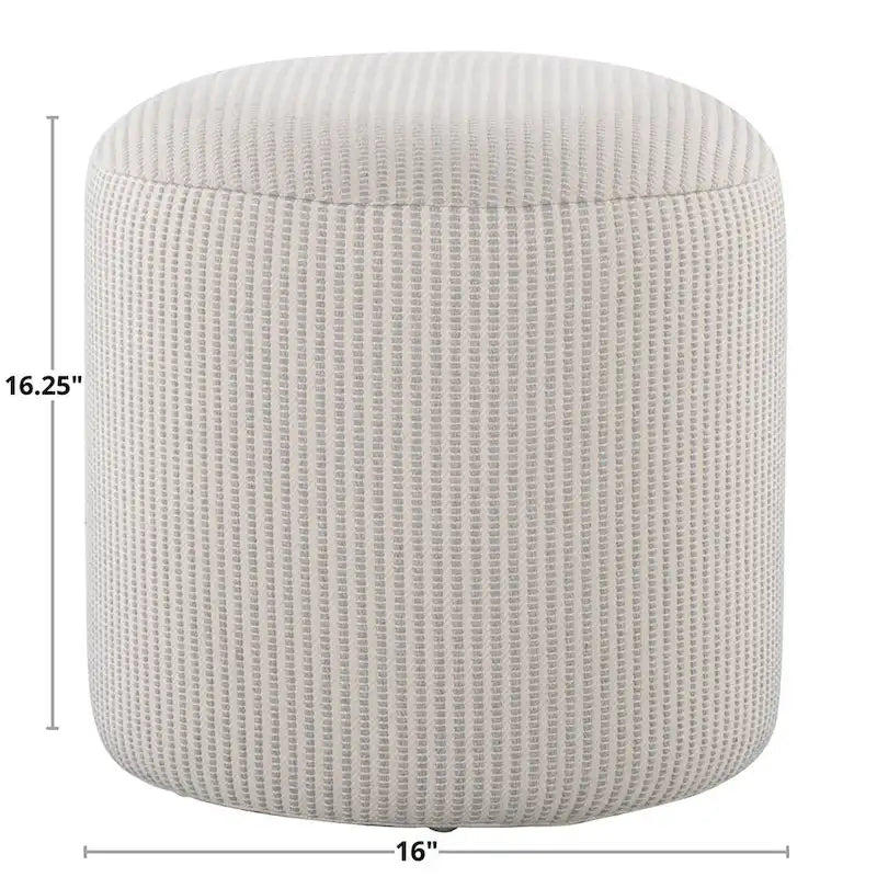 Round 16-Inch Knitted Fabric Pouf Ottoman