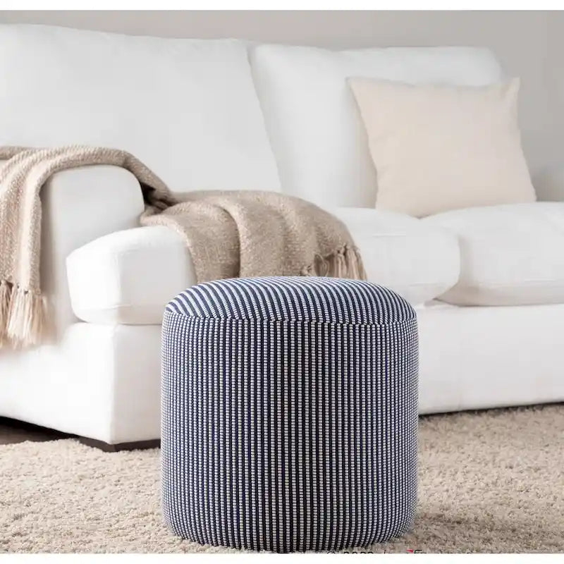 Round 16-Inch Knitted Fabric Pouf Ottoman