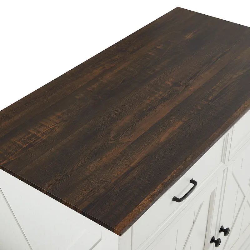 Farmhouse Kitchen Island with Upholstered Saddle Stools