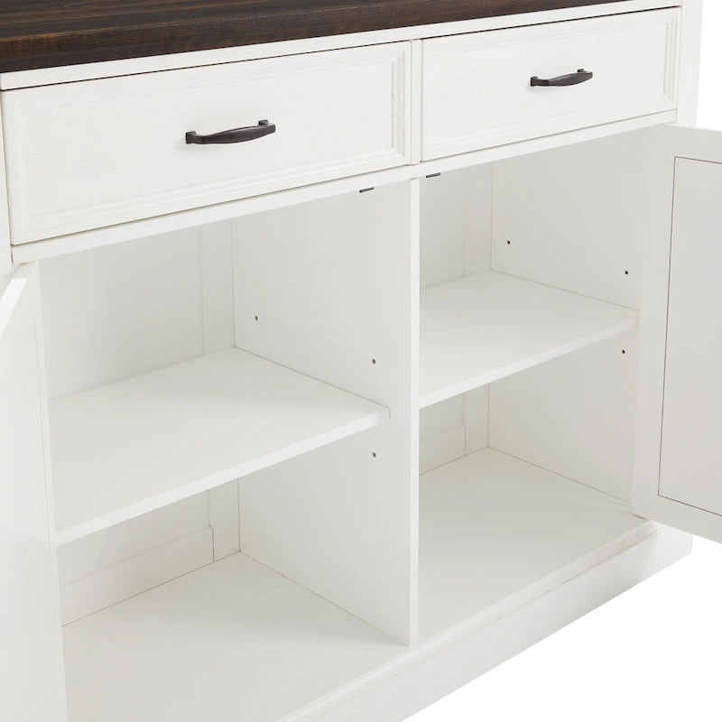 Farmhouse Kitchen Island with Upholstered Saddle Stools