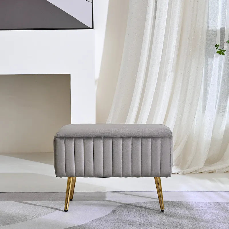 24-Inch Modern Upholstered Entryway Bench with Velvet Seat