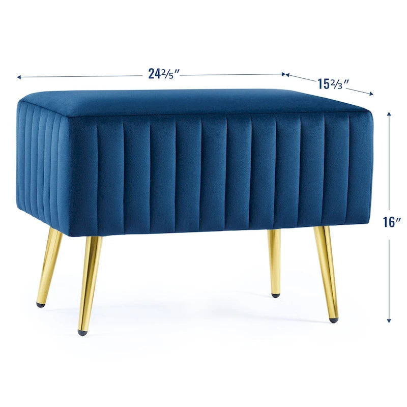 24-Inch Modern Upholstered Entryway Bench with Velvet Seat