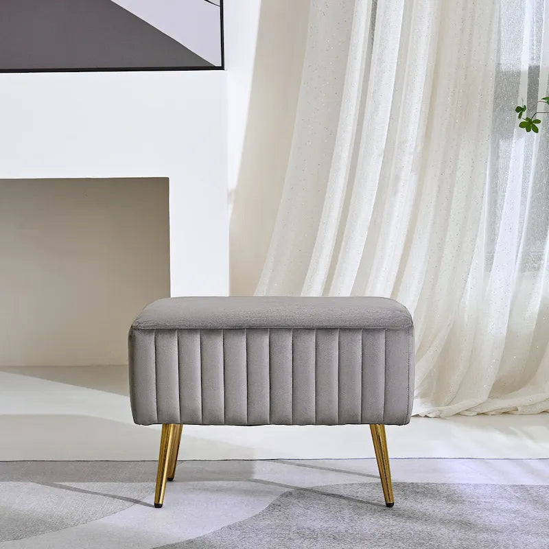 24-Inch Modern Upholstered Entryway Bench with Velvet Seat