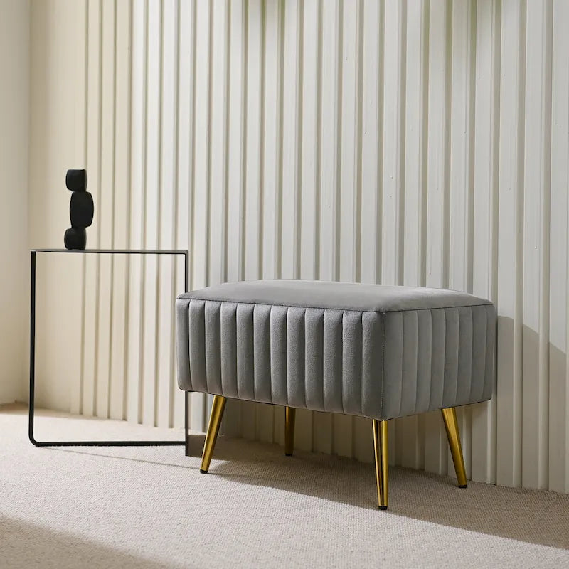 24-Inch Modern Upholstered Entryway Bench with Velvet Seat