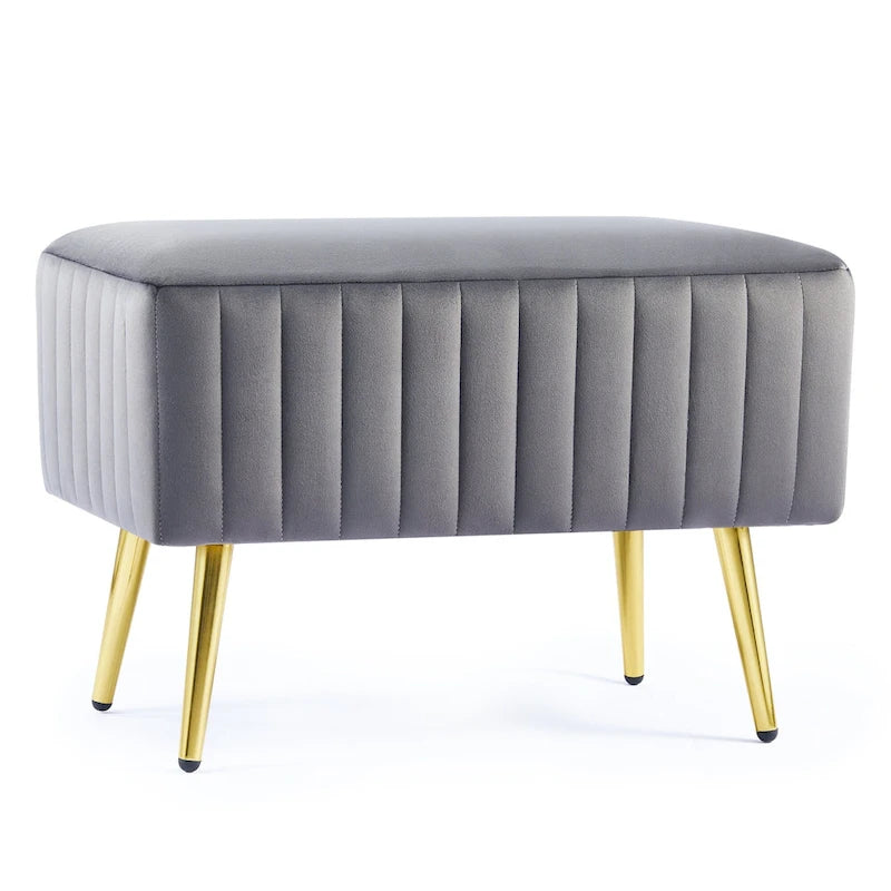 24-Inch Modern Upholstered Entryway Bench with Velvet Seat