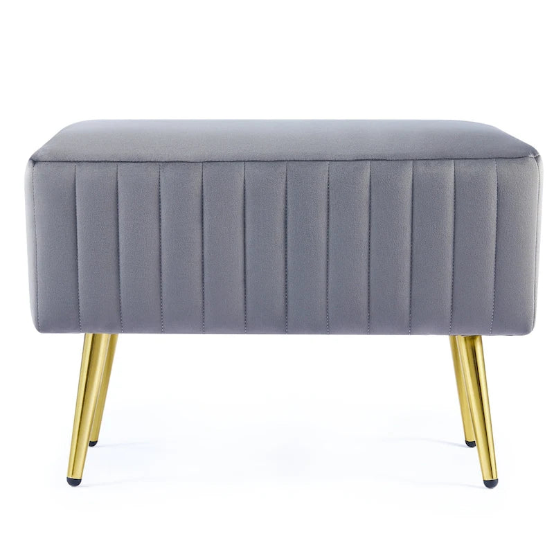24-Inch Modern Upholstered Entryway Bench with Velvet Seat