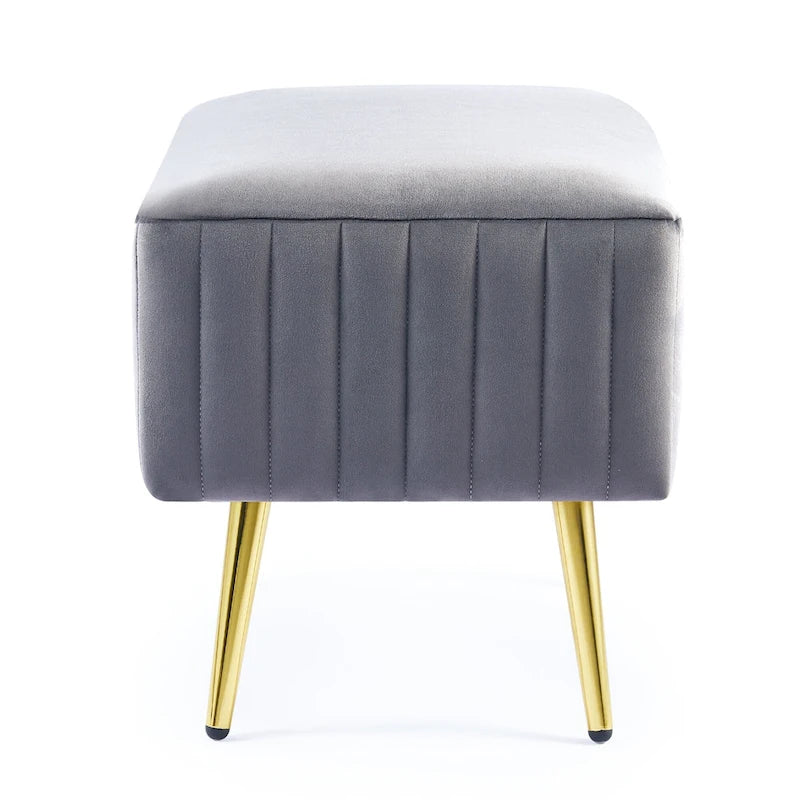 24-Inch Modern Upholstered Entryway Bench with Velvet Seat