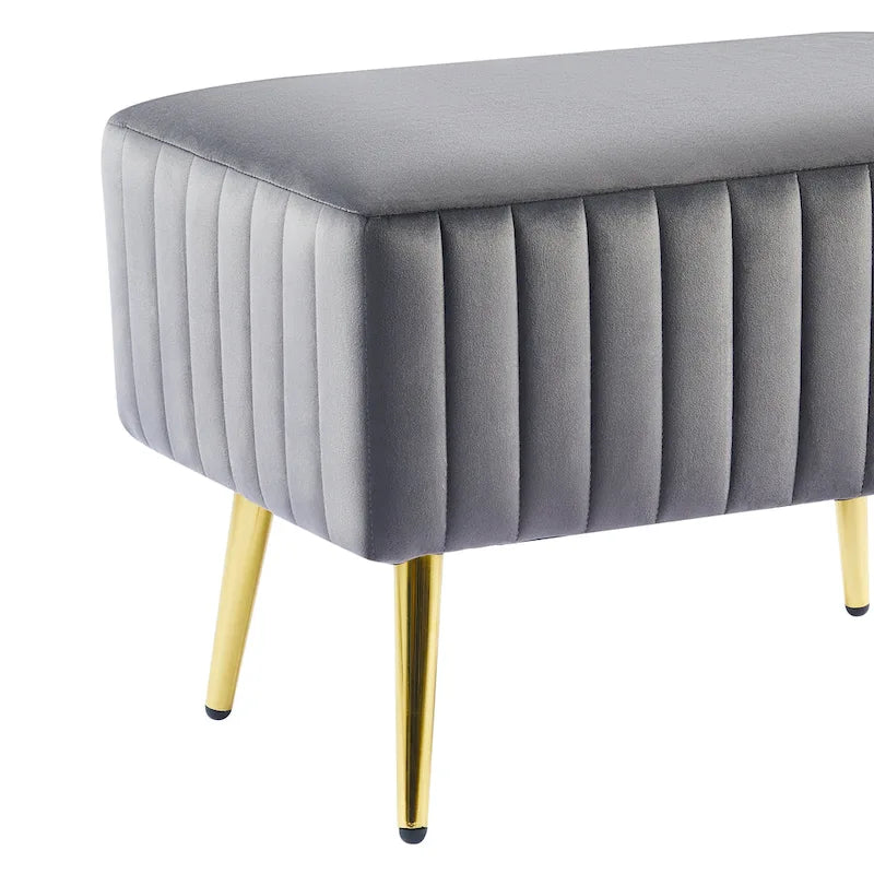 24-Inch Modern Upholstered Entryway Bench with Velvet Seat