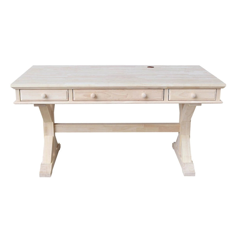 Solid Wood Executive Desk with Keyboard Tray and 2 Drawers