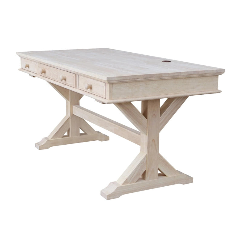 Solid Wood Executive Desk with Keyboard Tray and 2 Drawers