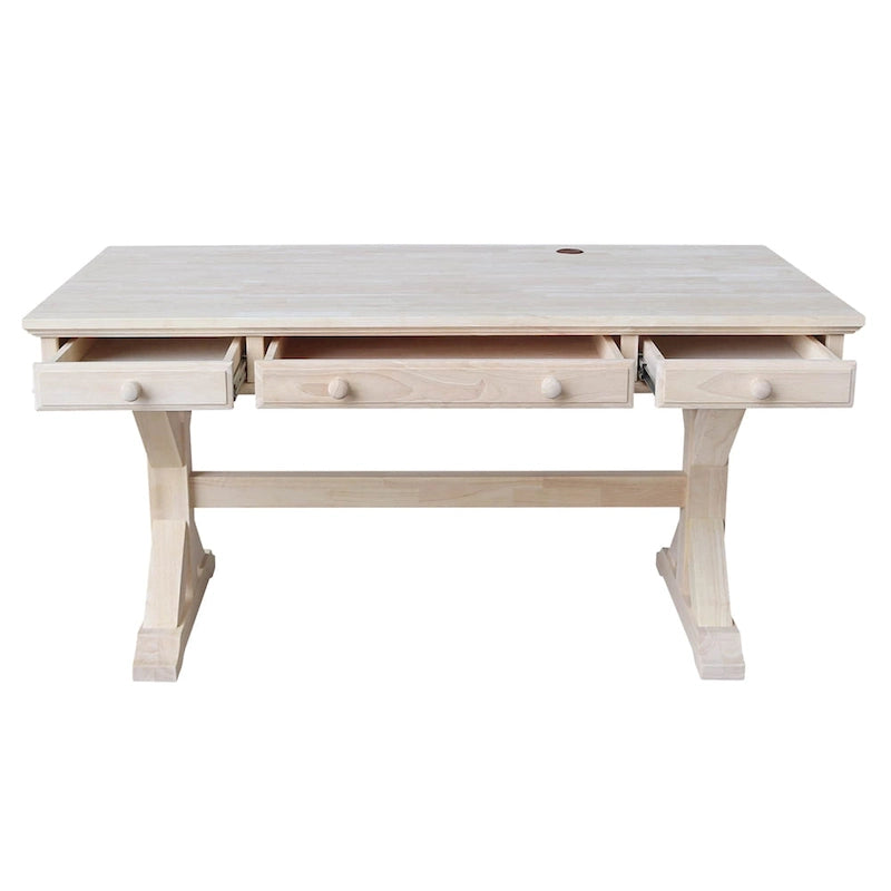 Solid Wood Executive Desk with Keyboard Tray and 2 Drawers