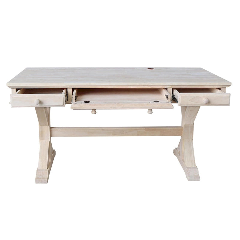 Solid Wood Executive Desk with Keyboard Tray and 2 Drawers
