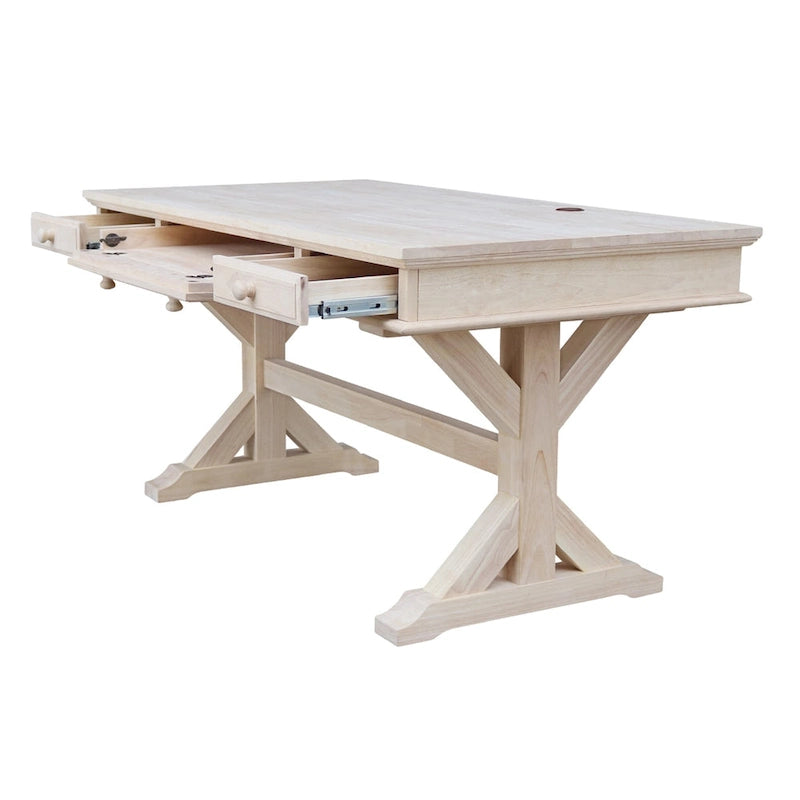 Solid Wood Executive Desk with Keyboard Tray and 2 Drawers