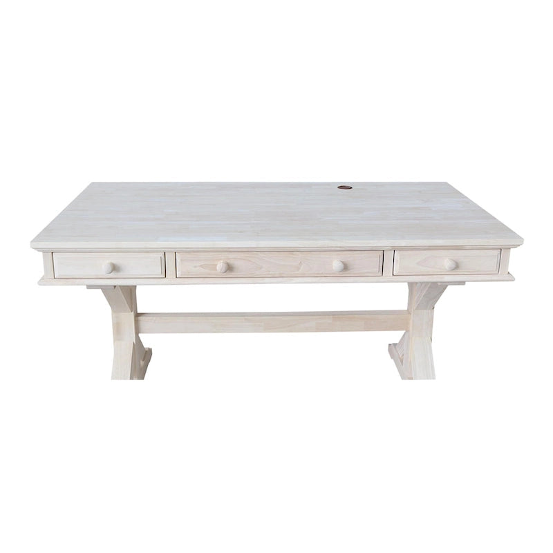 Solid Wood Executive Desk with Keyboard Tray and 2 Drawers