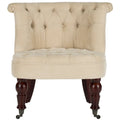 Natural Cream Button Tufted Accent Chair with Casters