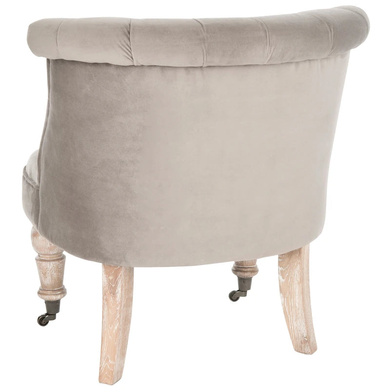 Natural Cream Button Tufted Accent Chair with Casters