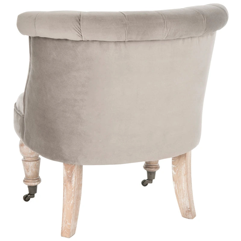 Natural Cream Button Tufted Accent Chair with Casters