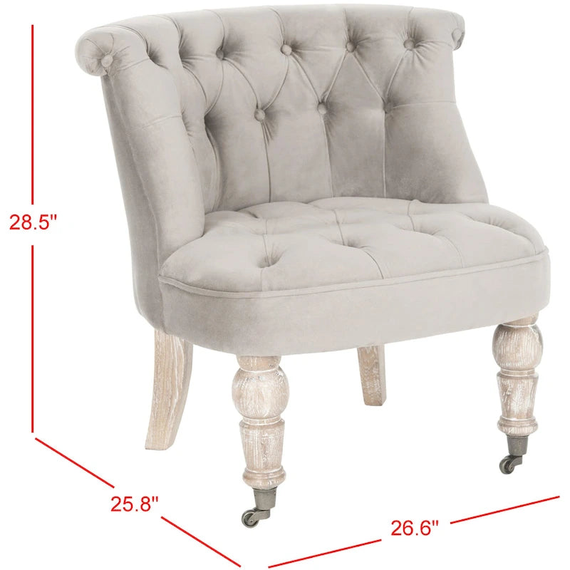 Natural Cream Button Tufted Accent Chair with Casters