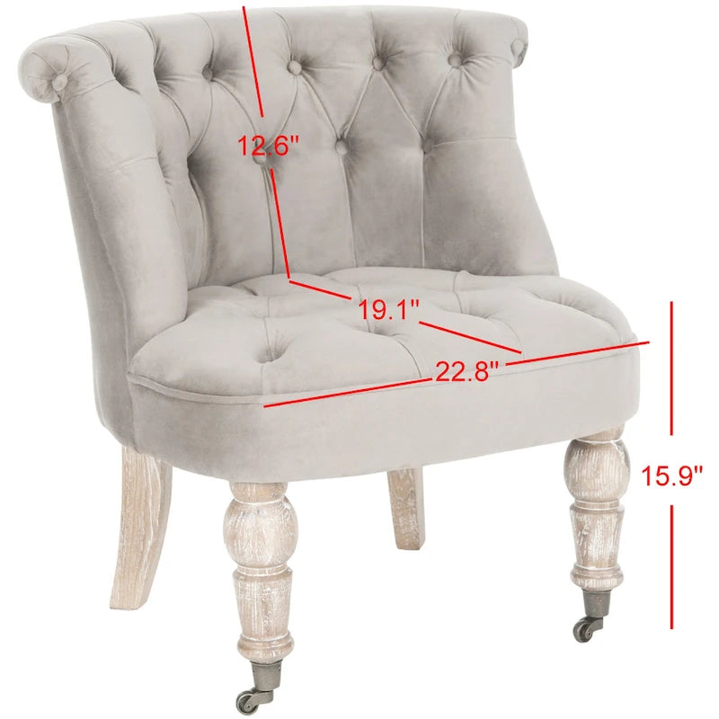 Natural Cream Button Tufted Accent Chair with Casters