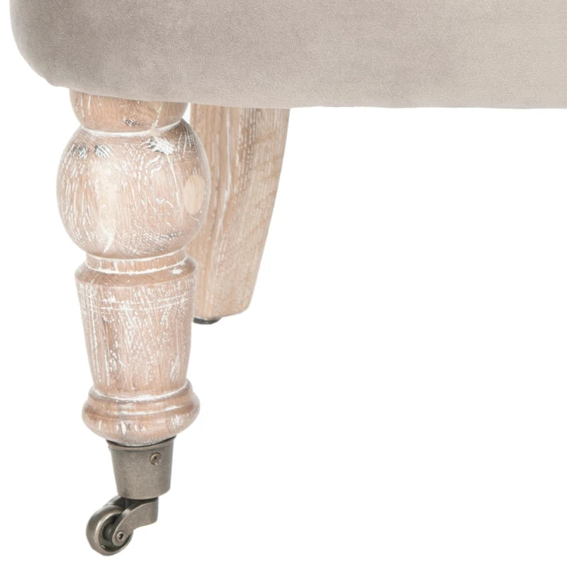 Natural Cream Button Tufted Accent Chair with Casters