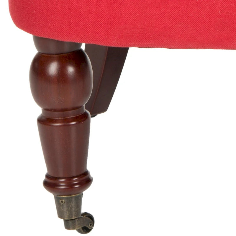 Natural Cream Button Tufted Accent Chair with Casters