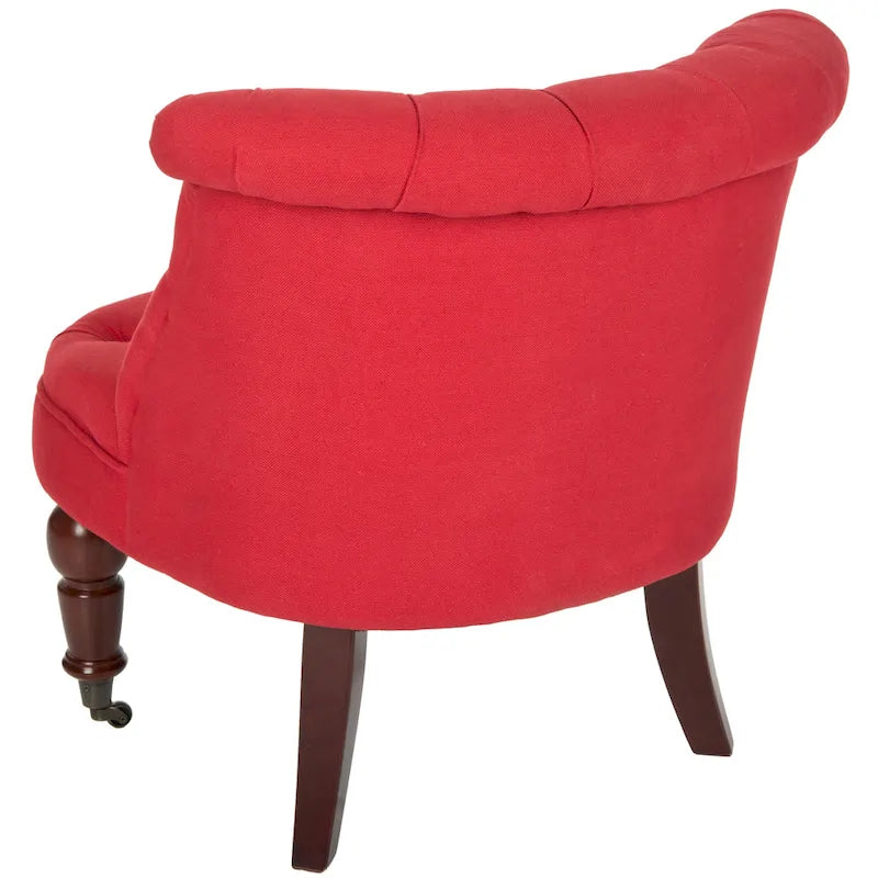 Natural Cream Button Tufted Accent Chair with Casters