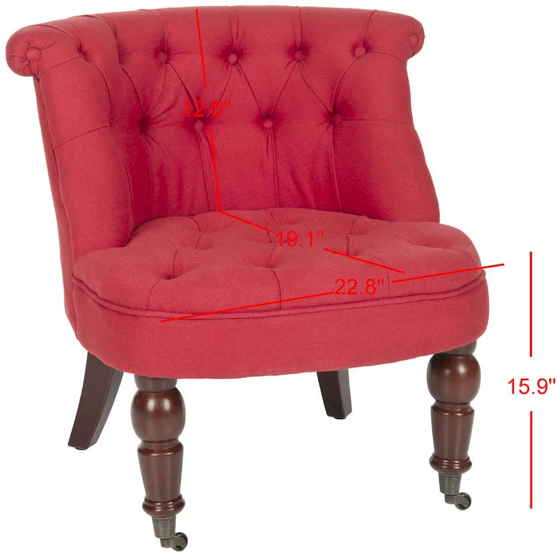 Natural Cream Button Tufted Accent Chair with Casters