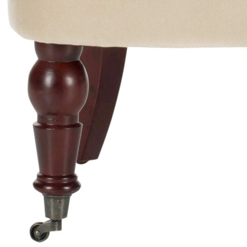 Natural Cream Button Tufted Accent Chair with Casters