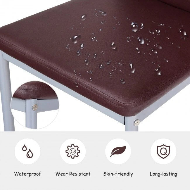 4 Pieces PVC Elegant Design Leather Dining Chairs with Solid Metal Legs - 16.0 x 20.0 x 38.5 (W x D x H)