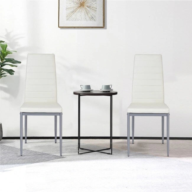 4 Pieces PVC Elegant Design Leather Dining Chairs with Solid Metal Legs - 16.0 x 20.0 x 38.5 (W x D x H)