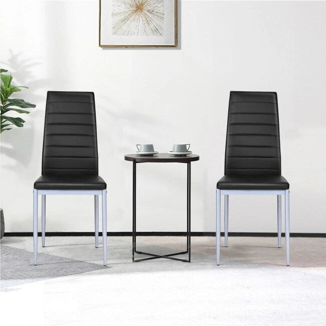 4 Pieces PVC Elegant Design Leather Dining Chairs with Solid Metal Legs - 16.0 x 20.0 x 38.5 (W x D x H)