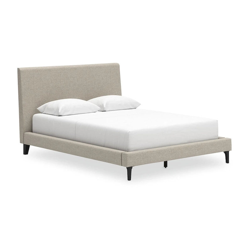 Soft Gray Queen Upholstered Bed with Roll Slats