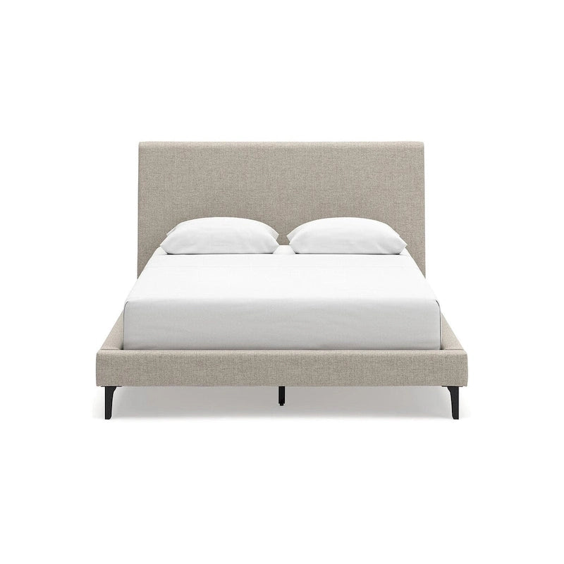 Soft Gray Queen Upholstered Bed with Roll Slats