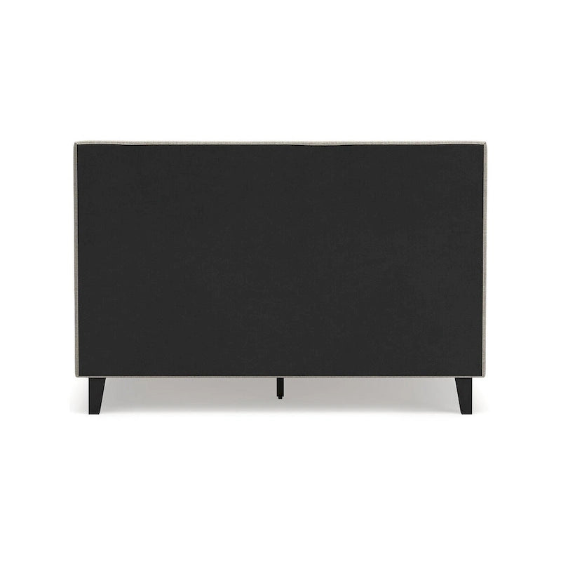 Soft Gray Queen Upholstered Bed with Roll Slats