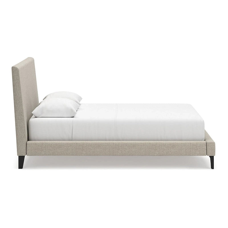 Soft Gray Queen Upholstered Bed with Roll Slats