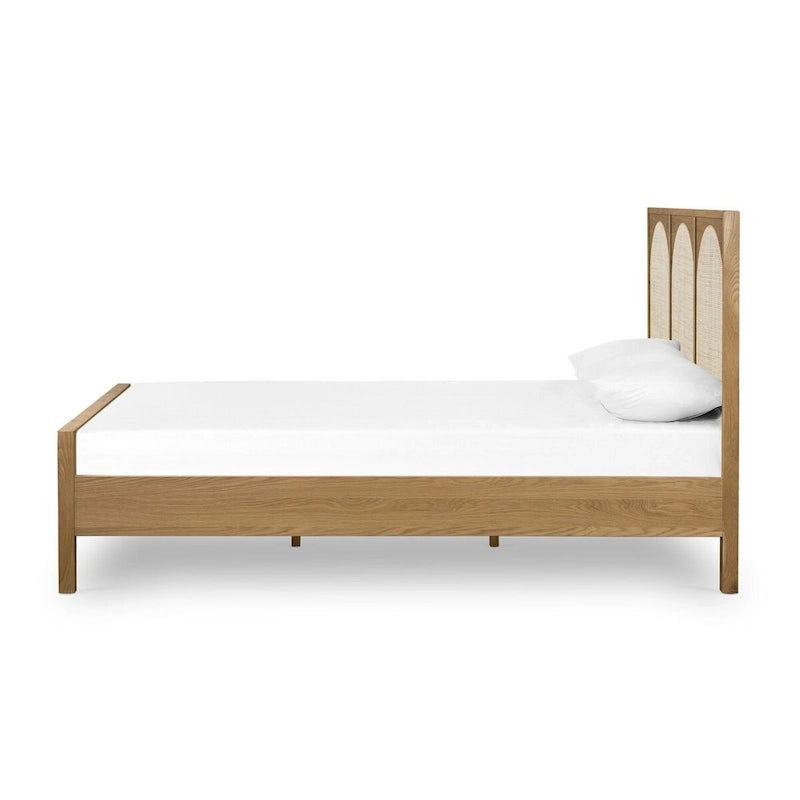 Light Oak Cane Arch Bed Frame