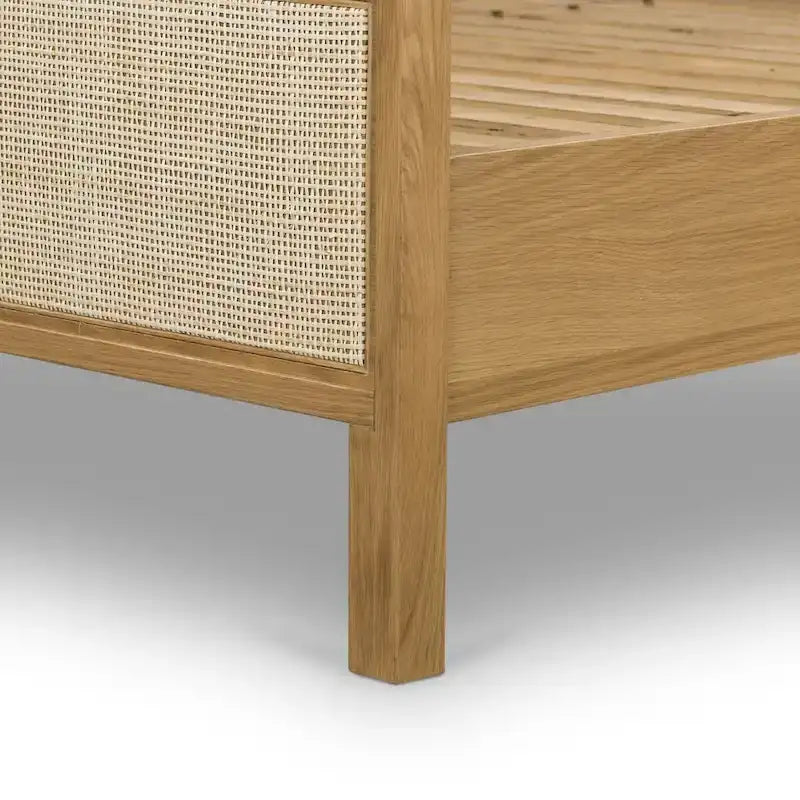 Light Oak Cane Arch Bed Frame