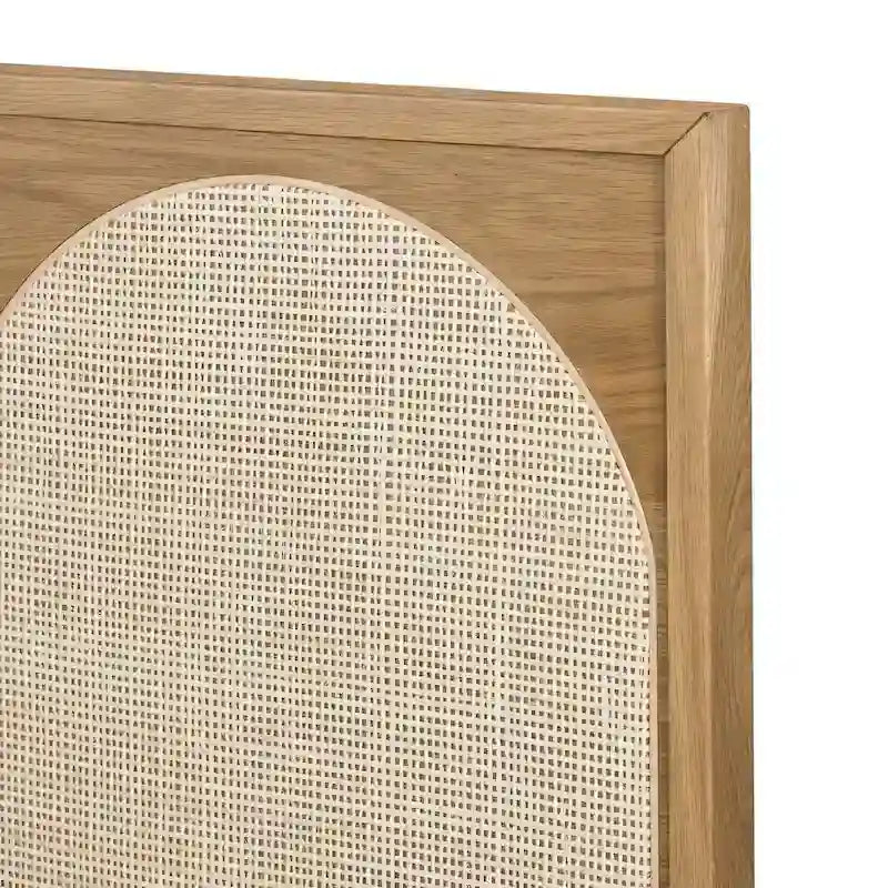 Light Oak Cane Arch Bed Frame